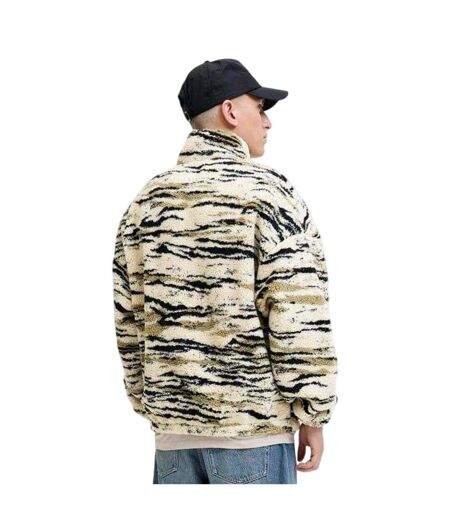 Mens Teddy Fleece Half Zip Sweatshirt Oatmeal Jack And Jones