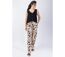 Pantalon fluide femme été Maly motif ethnique noir et beige Coton Du Monde-2