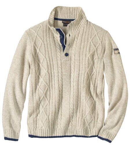 Melierter Strickpullover im Troyer-Stil