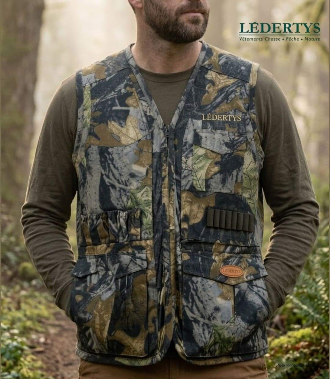 Gilet de Chasse LEDERTYS Forestwood LY0205 – Camouflage, Robustesse et Organisation Maximale-5