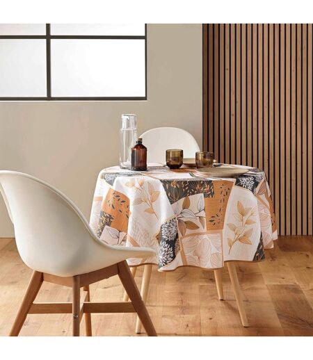 Nappe Ronde Antitache Imprimé Faya 180cm Naturel
