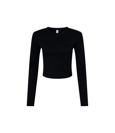 Womens/ladies long-sleeved crop t-shirt solid black Bella + Canvas