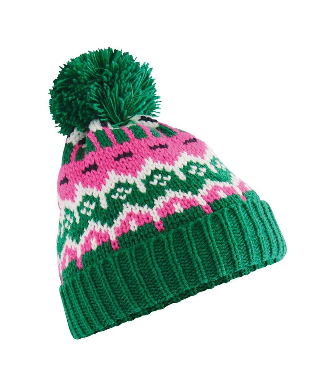 Bonnet Ski Motif/style Rétro Adulte Vert Beechfield-1