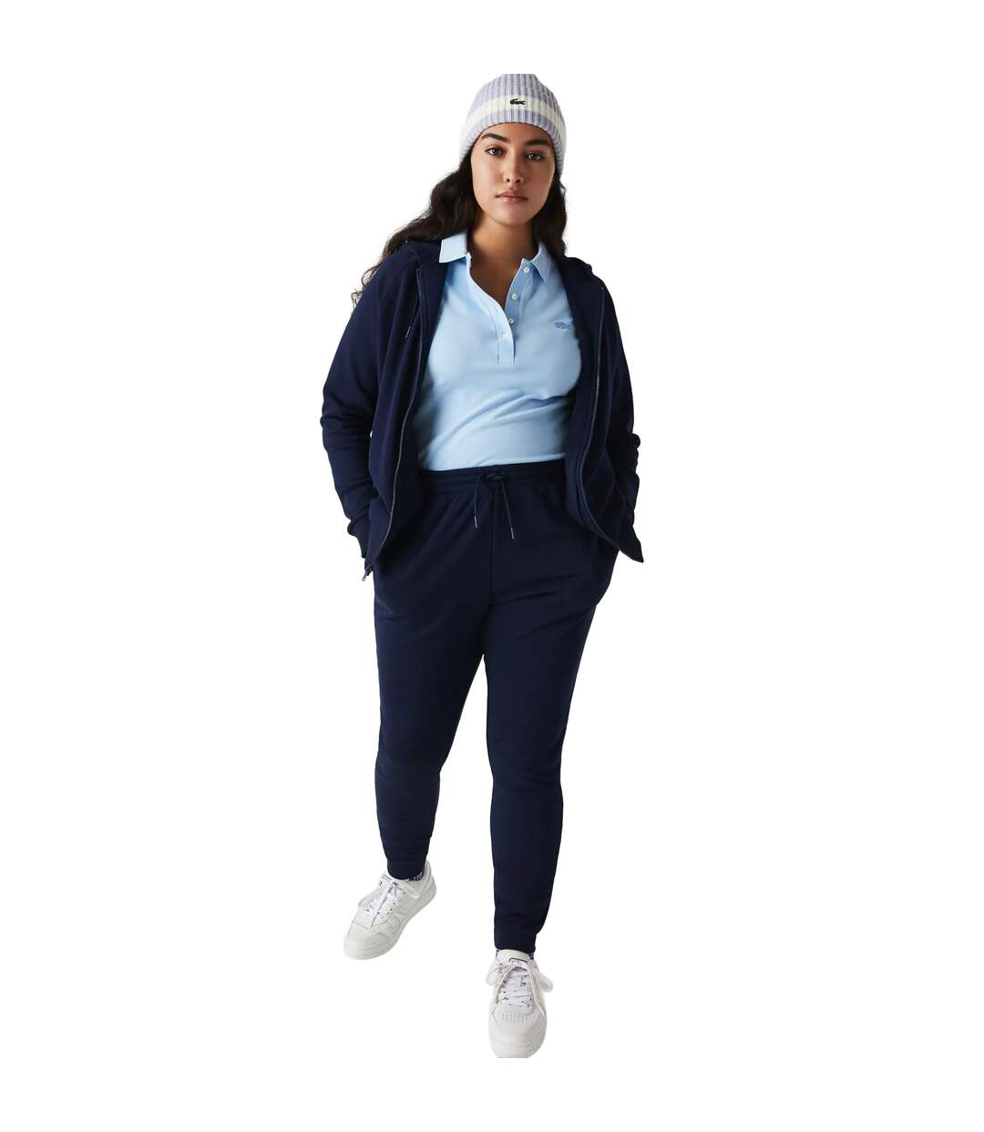 Womens/ladies fleece lightweight jogging bottoms navy Lacoste-3
