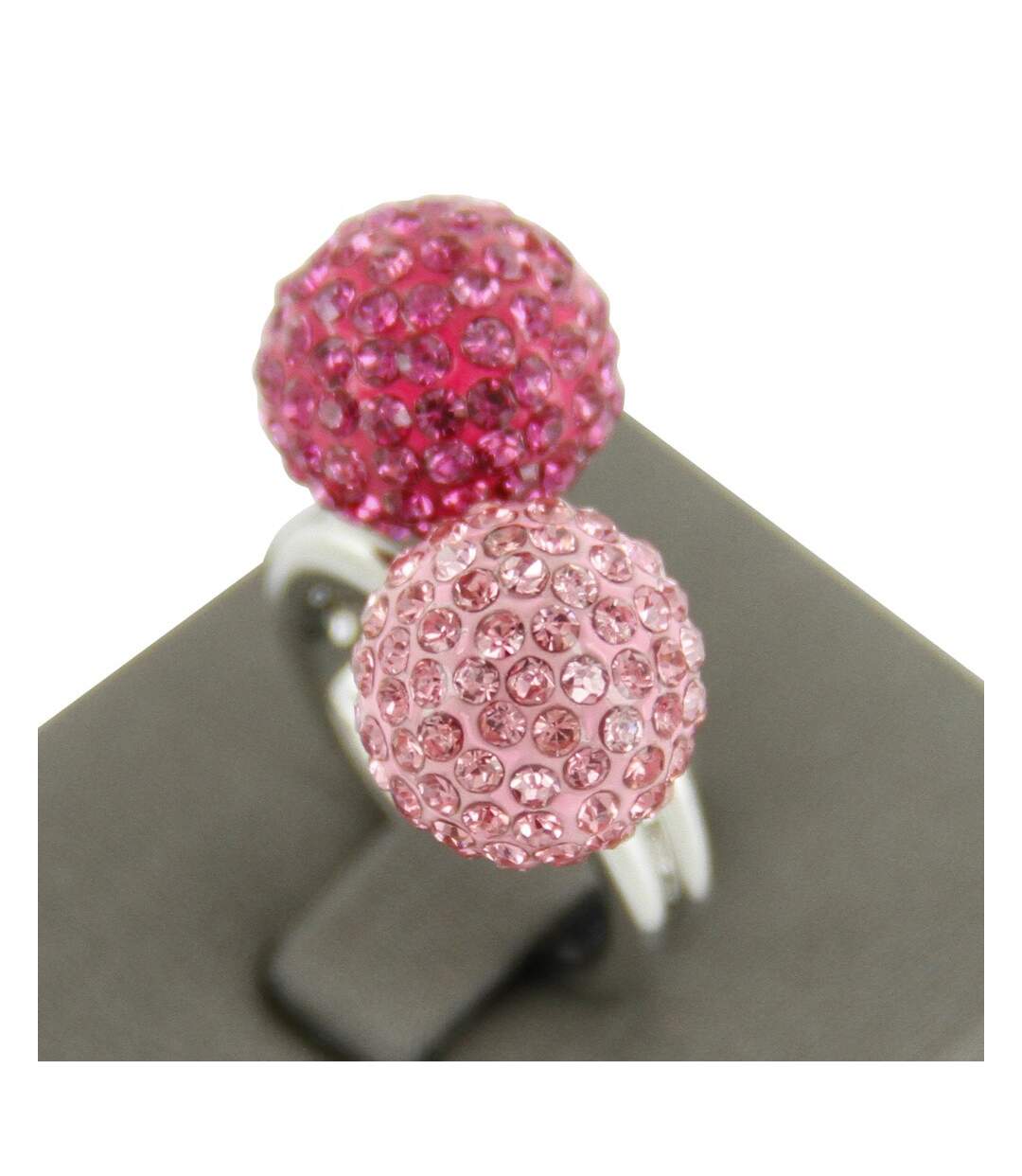 Jolie Bague Femme Boules Strass Roses DAPHNEE-2