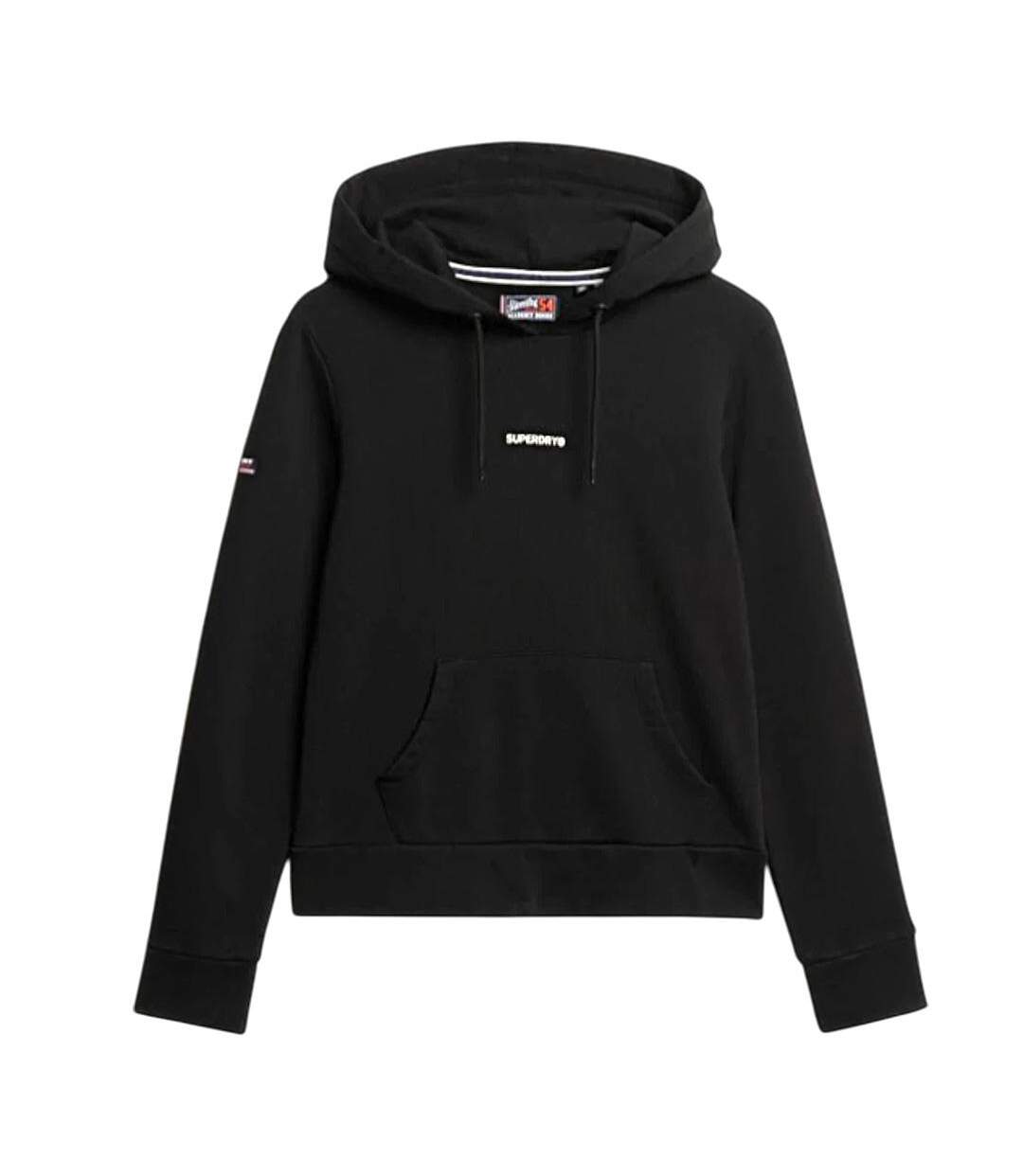 Sweat à capuche noir femme superdry plain hood - l-1