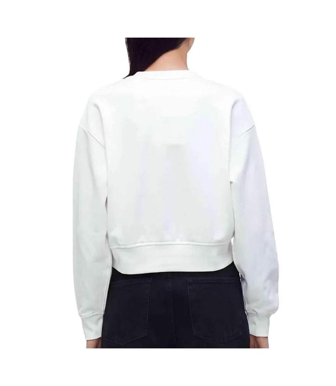 Sweat blanc femme calvin klein jeans ls cropped-2