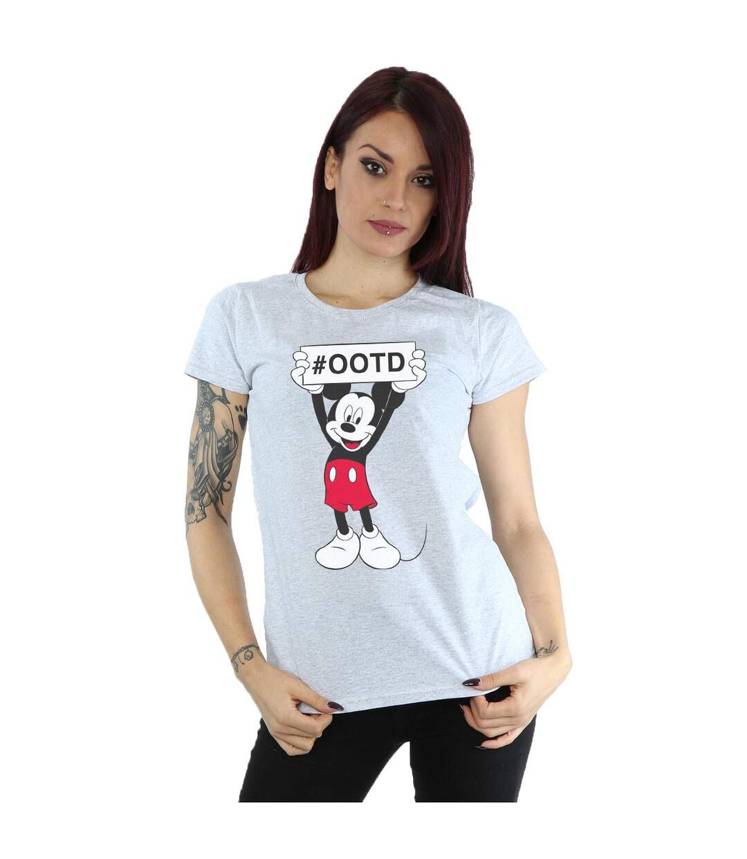 Disney T-shirt en coton Femme/Madame Mickey MouseOutfit Of The Day (Gris sportif) - UTBI31421-2