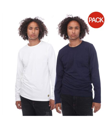 T-shirts manches longues kane homme blanc / bleu marine Lyle & Scott