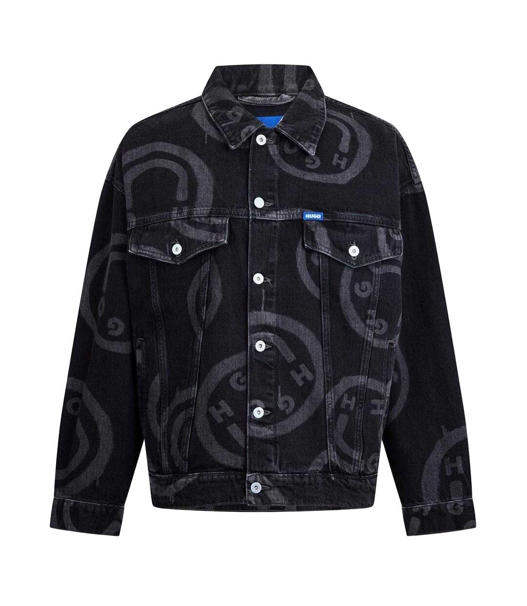 Mens Wes Slim Denim Jacket Black Hugo-2
