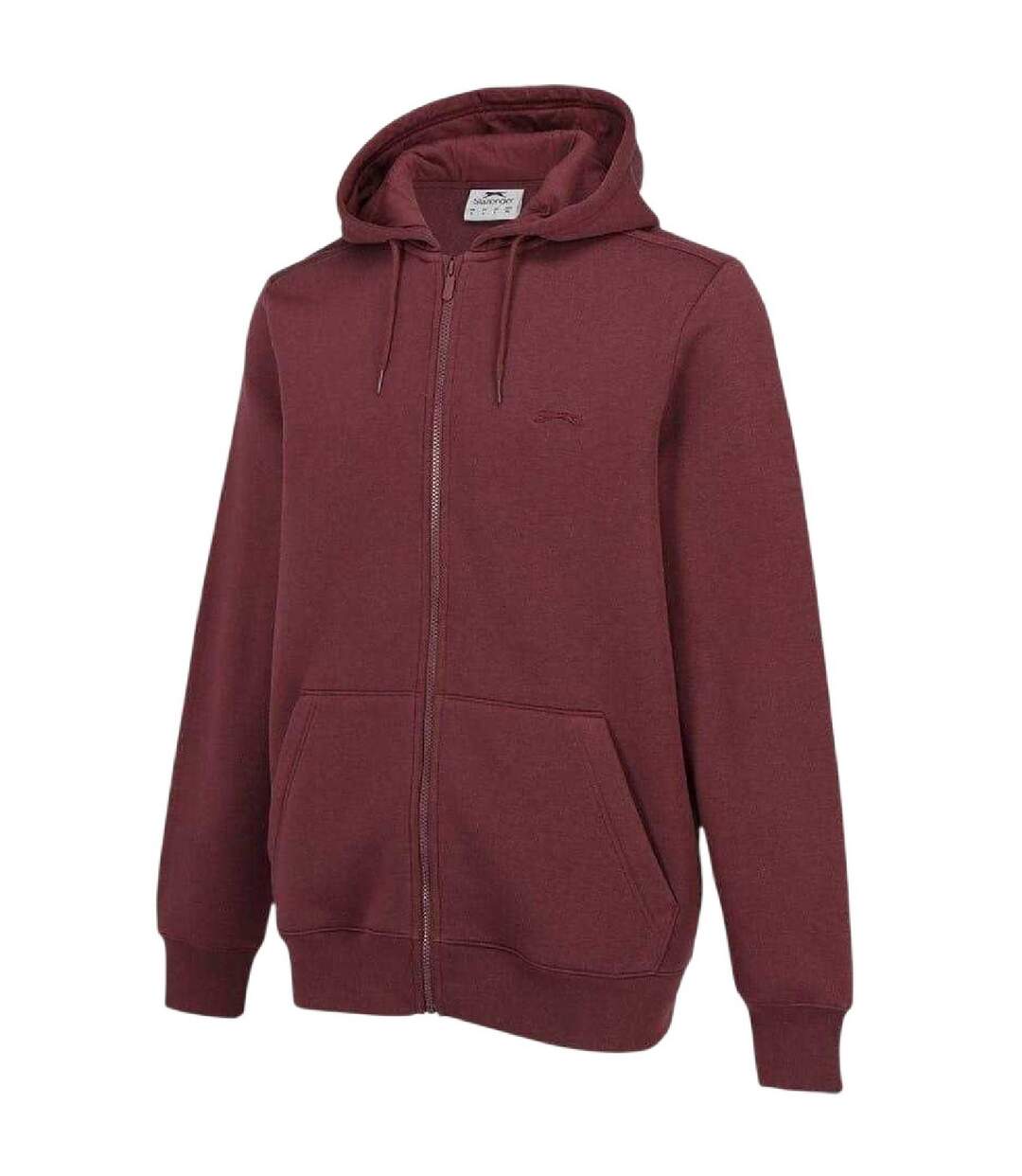 Mens Polycotton Full Zip Hoodie Burgundy Slazenger-3