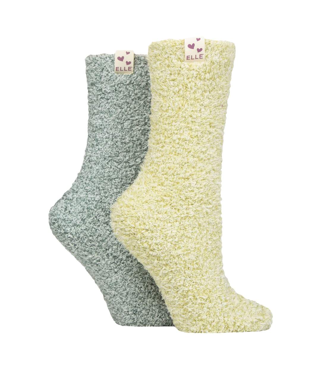 2 Pack Ladies Two Tone Cosy Bed and Home Socks - Warm Soft Relaxing Comfort-1