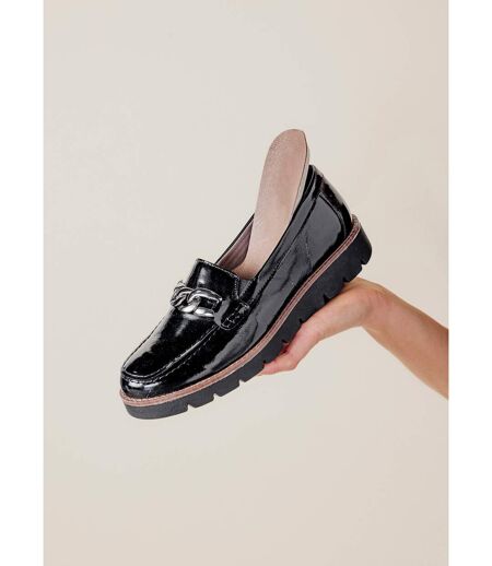 Mocassins grande largeur cuir chaîne à maillons