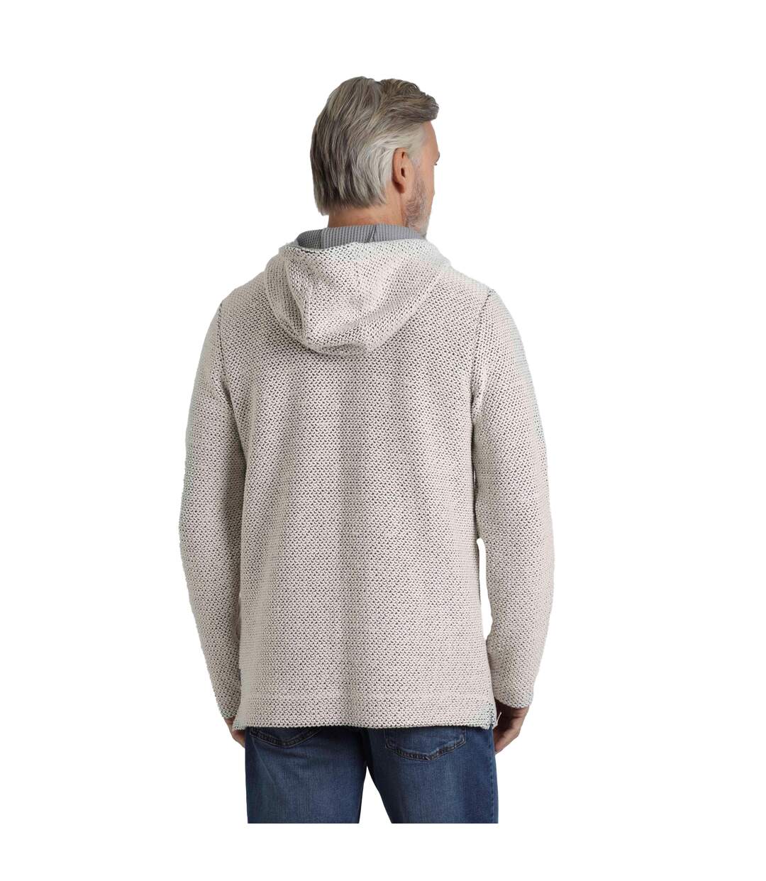 Mens bakersfield macaroni button neck hoodie ecru Weird Fish-2