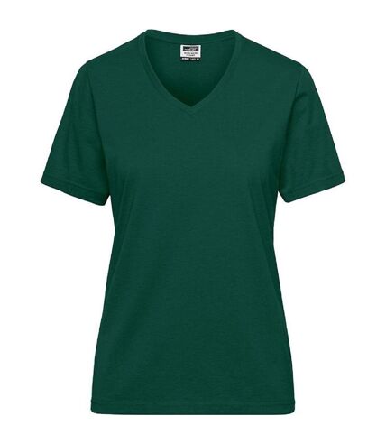 T-shirt de travail Bio col V - Femme - JN1807 - vert foncé
