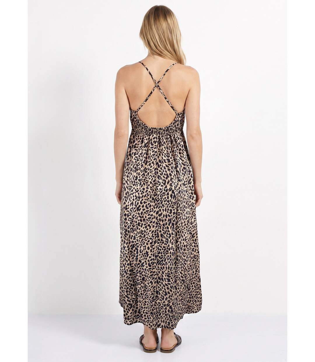 Robe longue sans manches, motif léopard-2