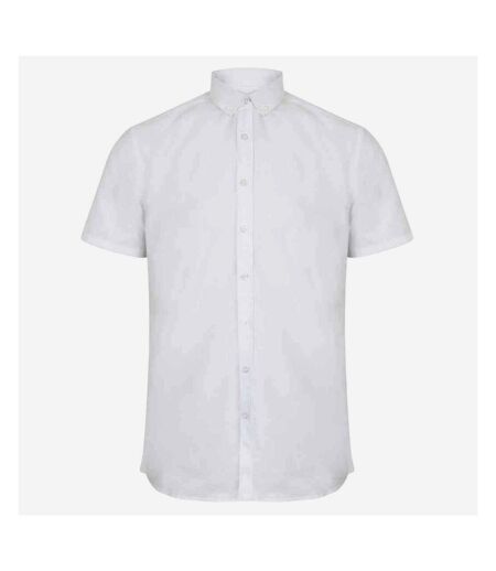 Mens modern short sleeve oxford shirt white Henbury