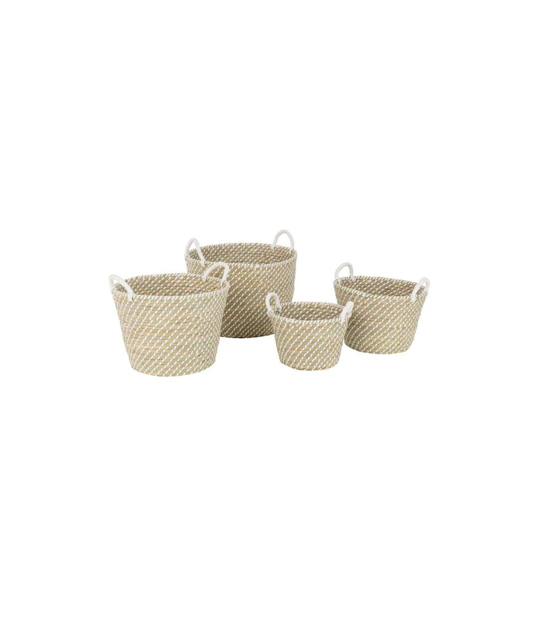 Lot de 4 Paniers de Rangement Daren 48cm Naturel & Blanc-1