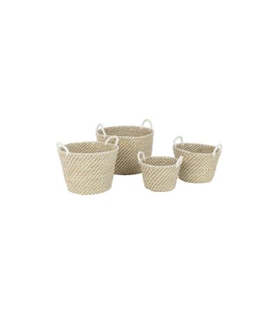 Lot de 4 Paniers de Rangement Daren 48cm Naturel & Blanc