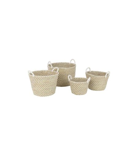 Lot de 4 Paniers de Rangement Daren 48cm Naturel & Blanc