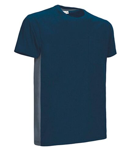 T-shirt bicolore - Unisexe - réf THUNDER - bleu marine et gris ciment