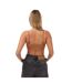 Womens/ladies Sleek Square Neck Crop Top Brown Off White-2