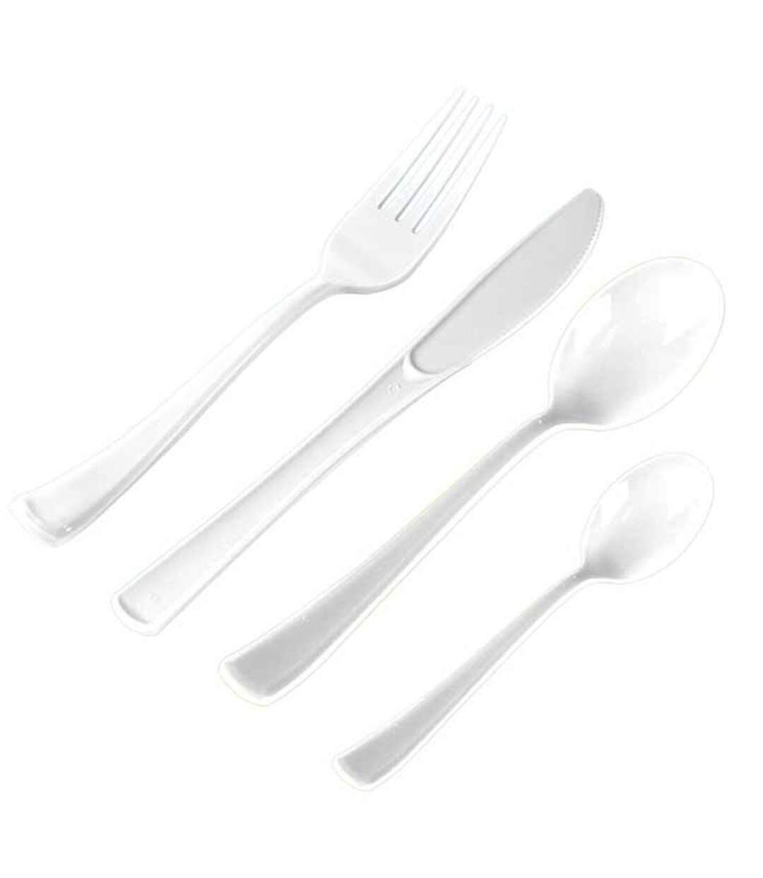 Ménagère 24 Pièces Couverts Réutilisables Blanc-1