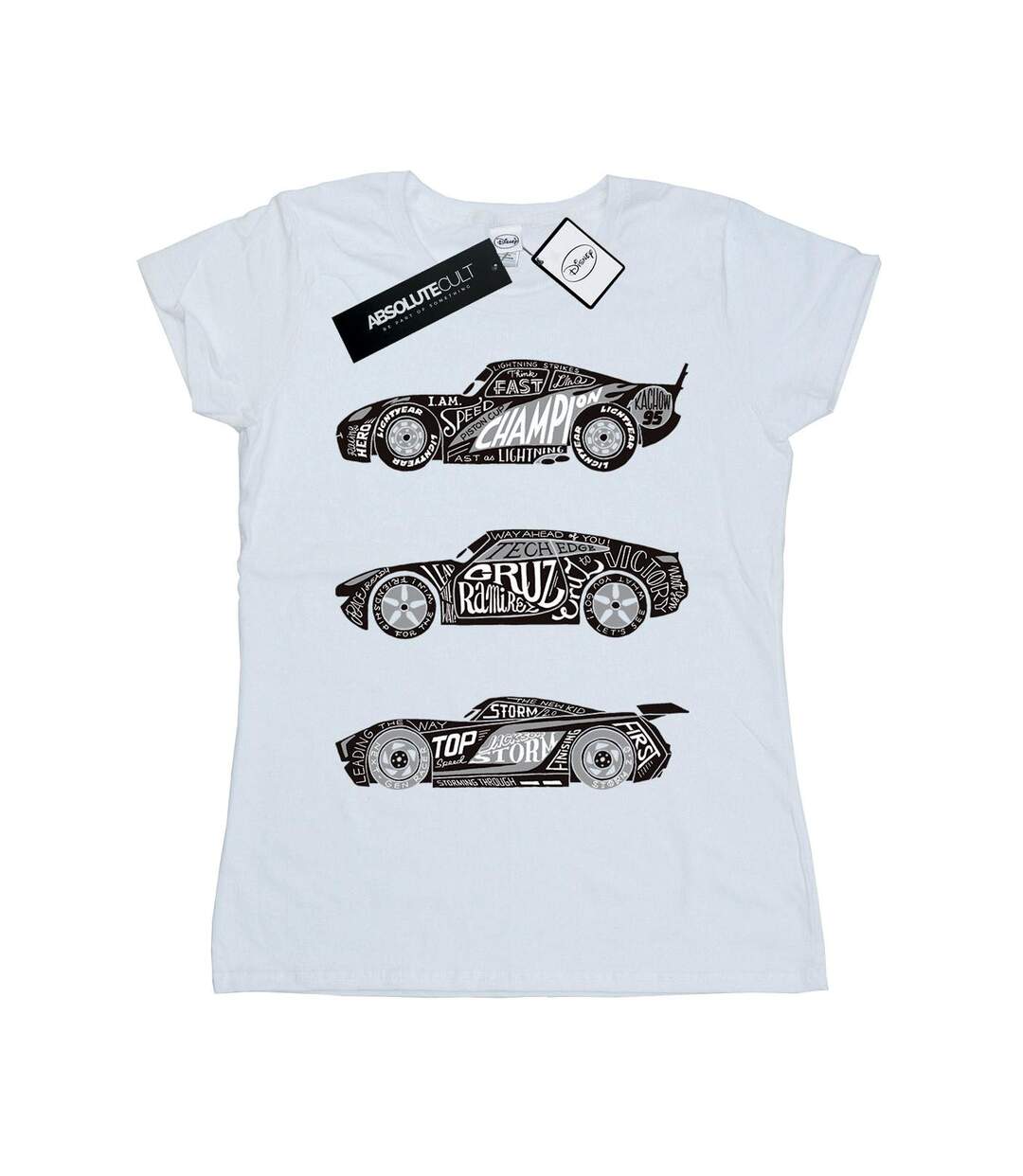 Disney - T-shirt CARS TEXT RACERS - Femme (Blanc) - UTBI13953-1