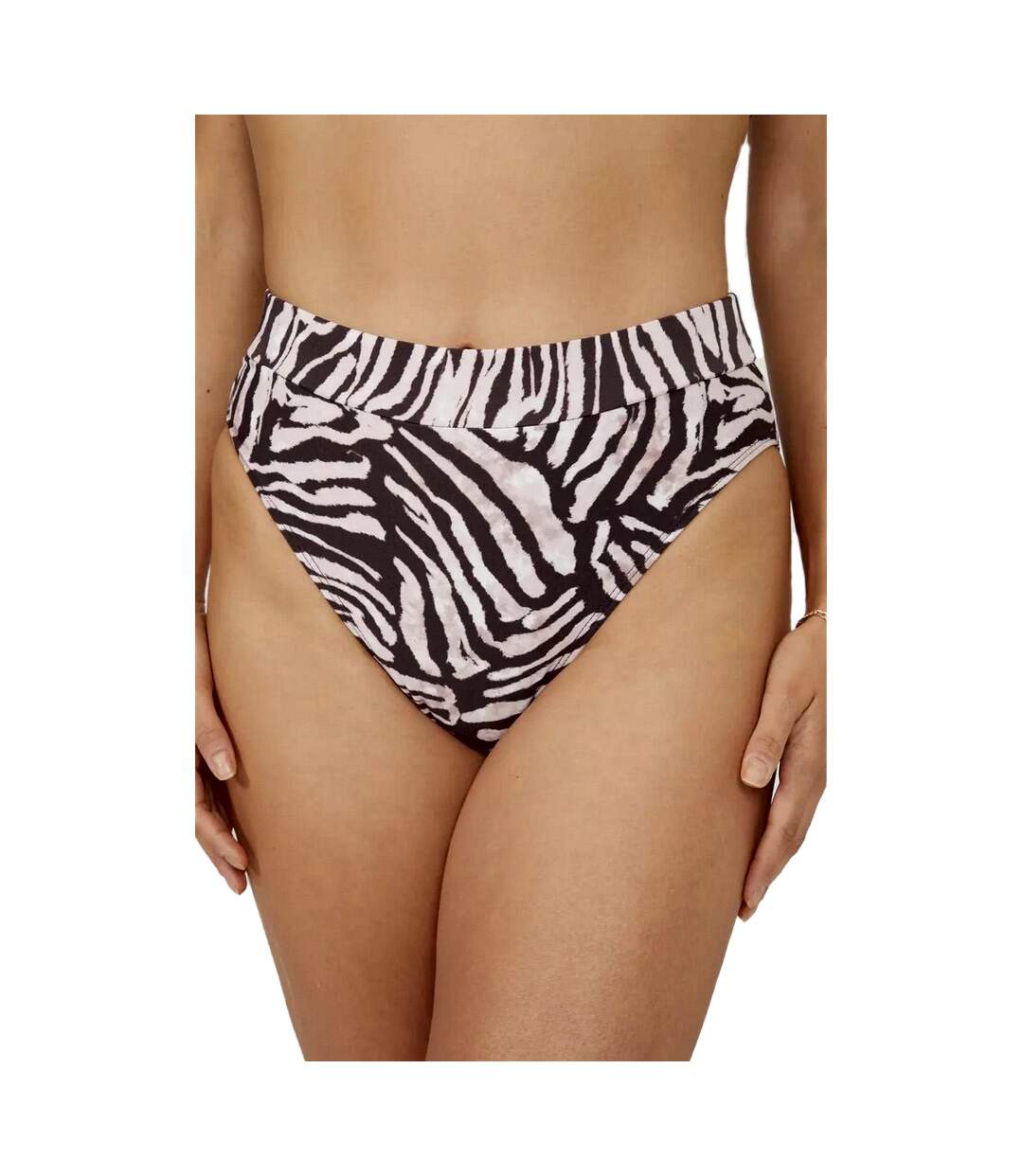 Womens/ladies zebra print mid rise bikini bottoms white/brown Gorgeous