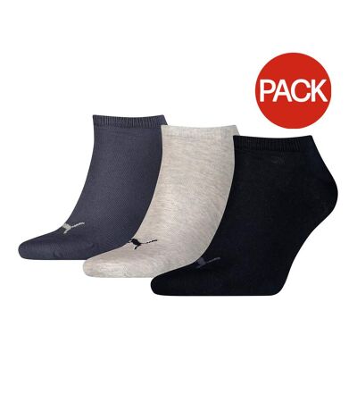Pack Of 3  Unisex Adult Invisible Socks  Navy Light Grey Black Puma