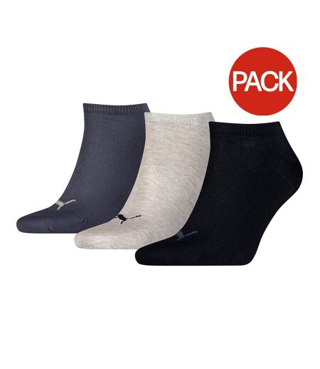 Pack Of 3  Unisex Adult Invisible Socks  Navy Light Grey Black Puma