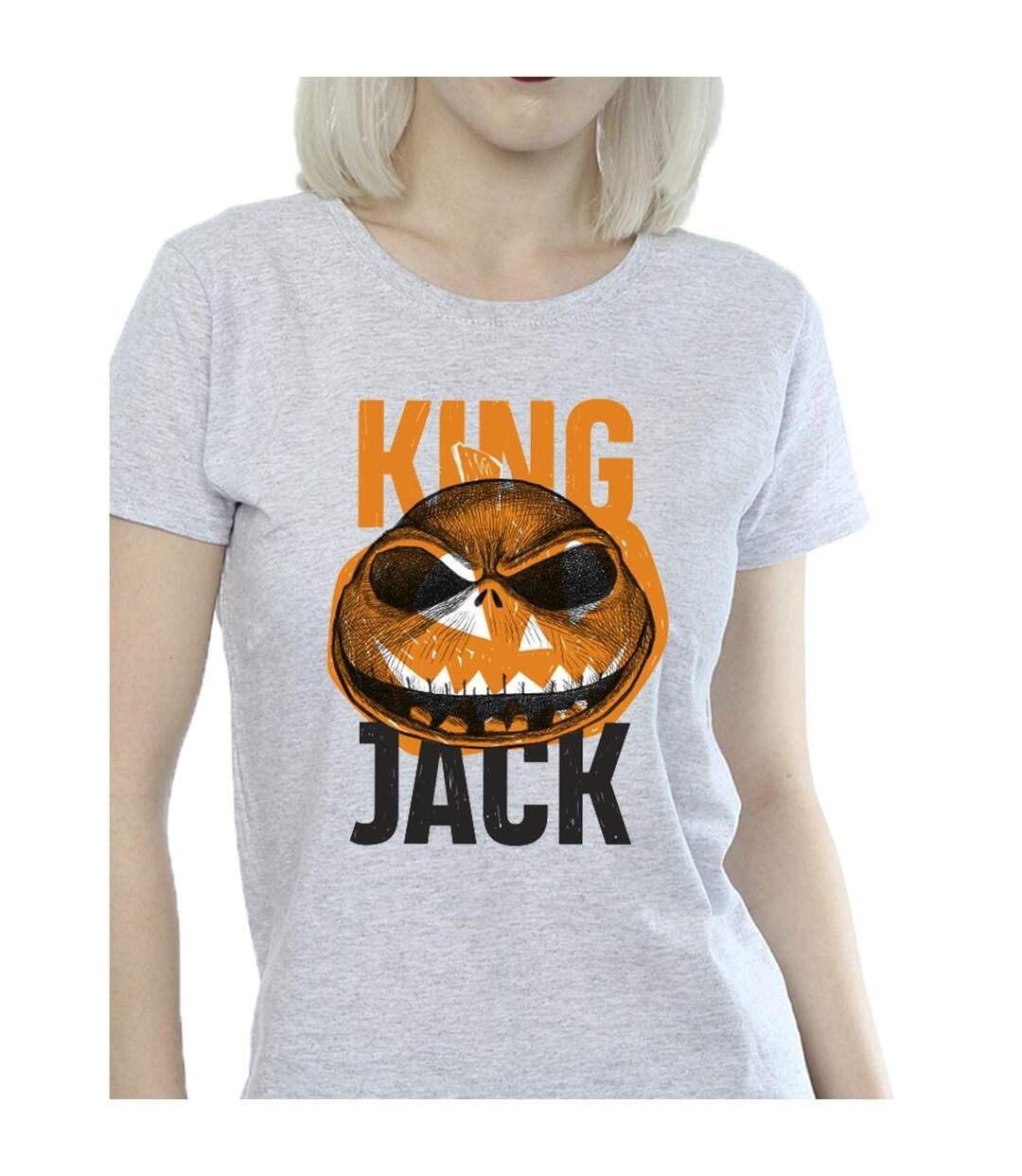 Disney T-shirt en coton Femme/Ladies The Nightmare Before Christmas King Jack (Gris sportif) - UTBI35732-3
