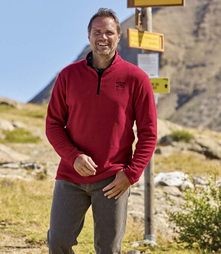 Pack of 3 Men's Outdoor Microfleece Jumpers - Black Blue Red