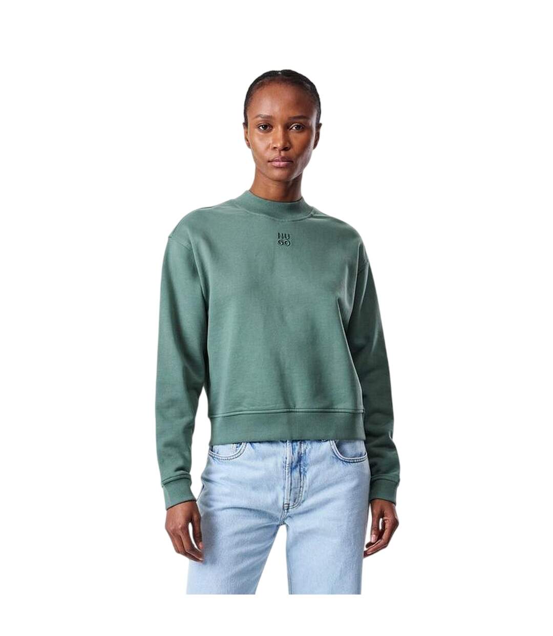 Womens/ladies Logo Hoodie Green Hugo-4