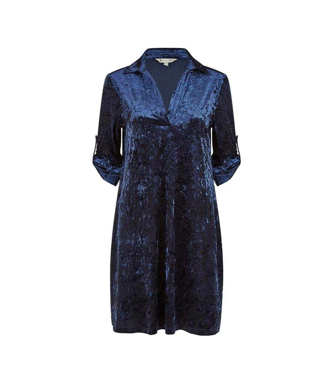 Robe Tunique Manches Roulées Femme Bleu Marine Yumi-2