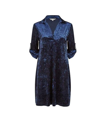 Robe Tunique Manches Roulées Femme Bleu Marine Yumi
