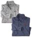 Pack of 2 Men's Brushed Fleece Sweatshirts - Mottled Grey Blue