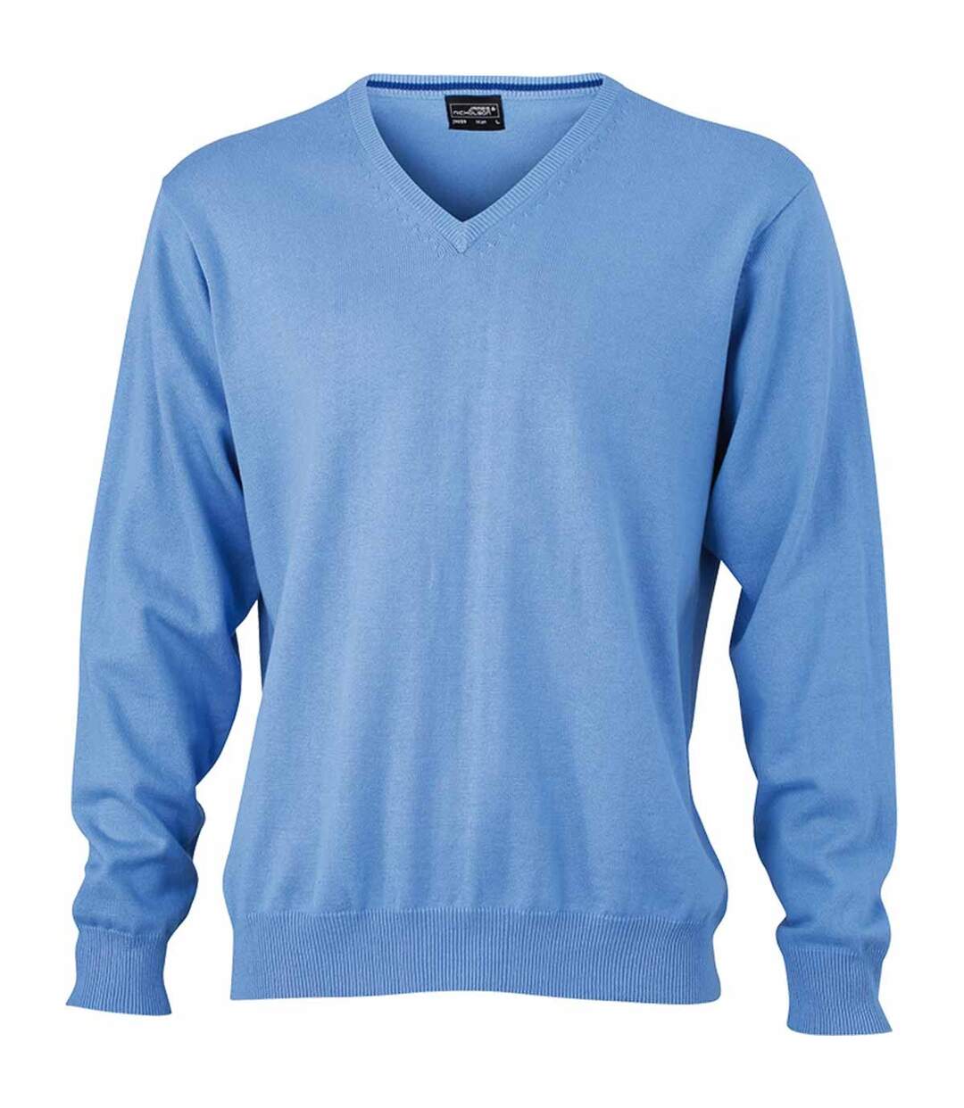 Pull classique col V - HOMME - JN659 - bleu glacier