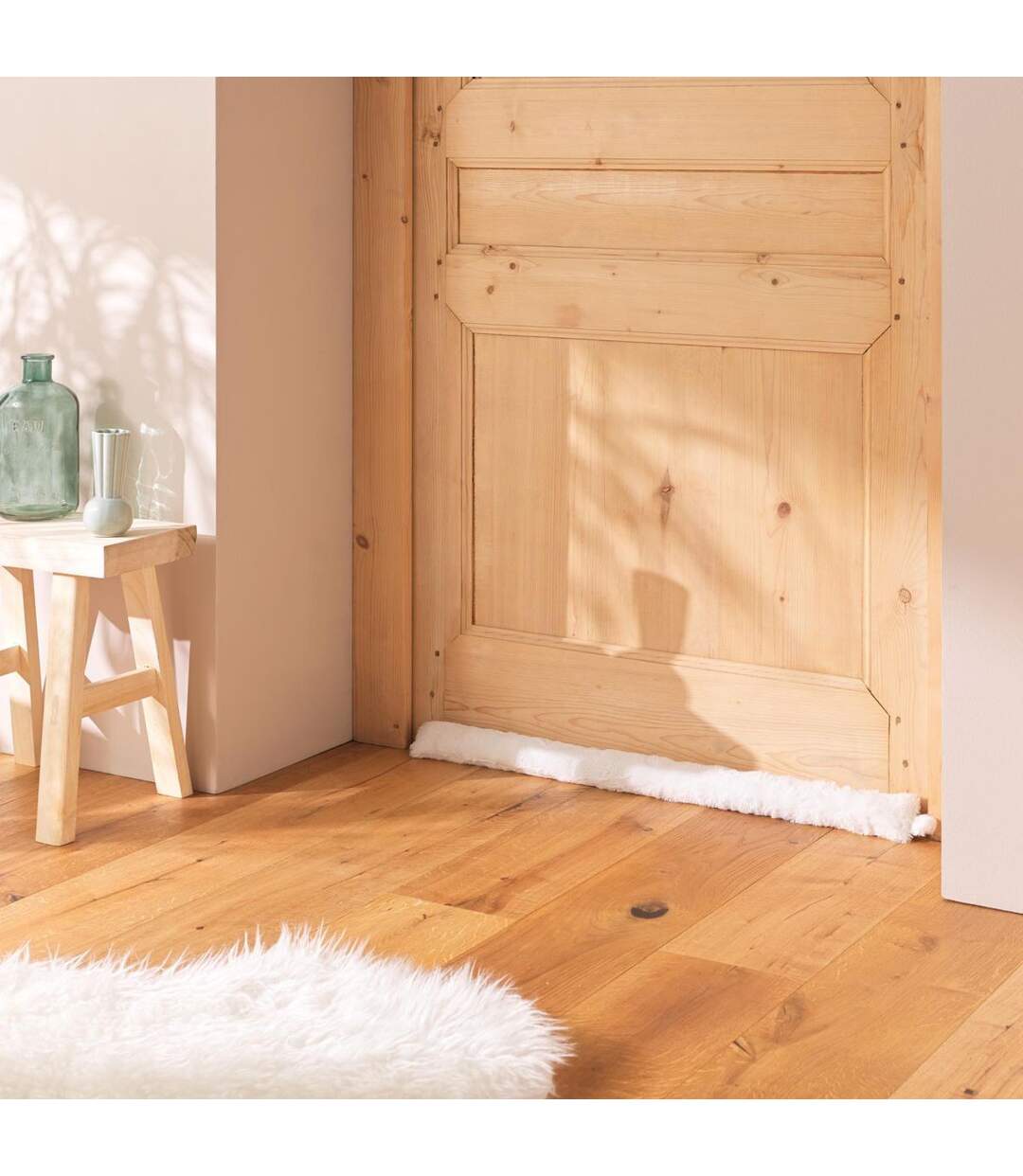 Boudin Bas de Porte Imitation Fourrure Foxy 80cm Naturel-3