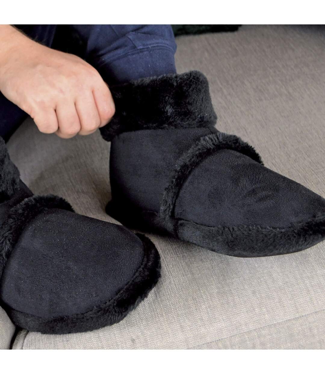 Mens Soft Plush Lined Memory Foam Slipper Booties-4