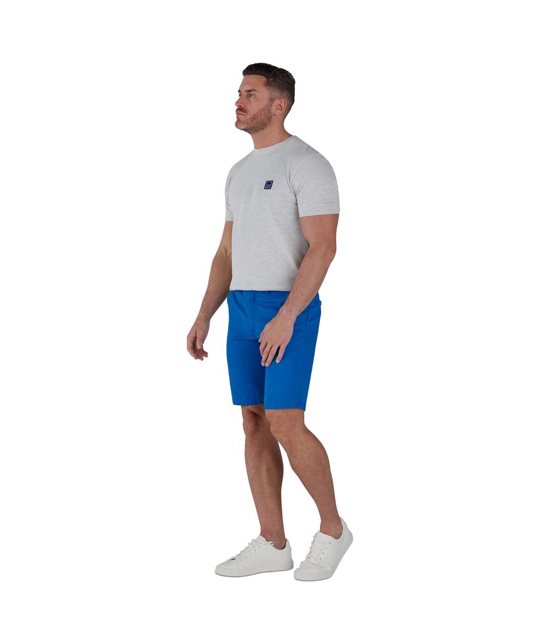Mens plain chino shorts cobalt blue Raging Bull-4