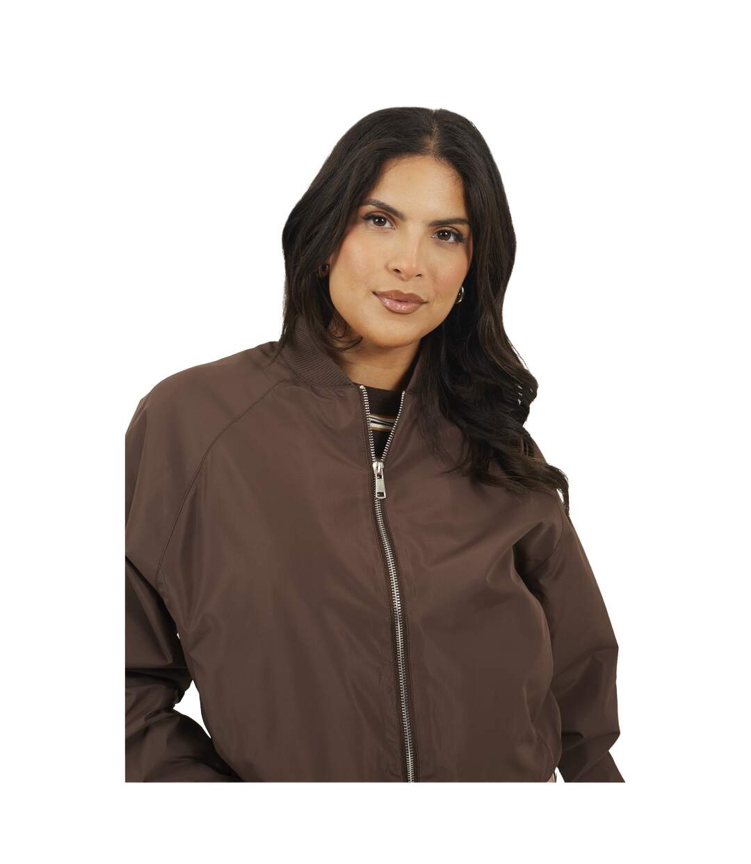 Womens/ladies Bomber Jacket Dark Chocolate Brave Soul-4