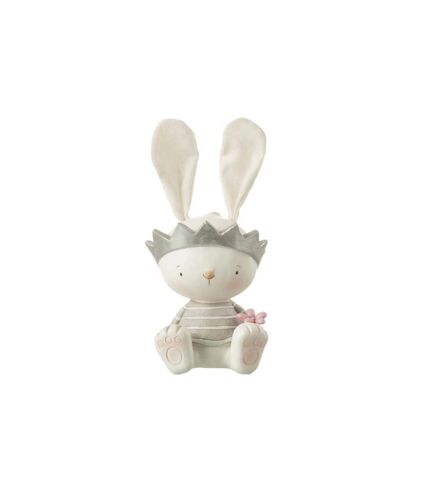 Tirelire Enfant Lapin Assis 29cm Blanc & Gris