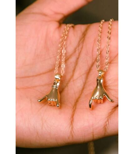 Pinky Promise Hand Pendant Long Distance Relationship Couple Charm Necklace