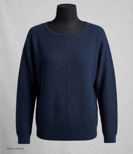Pull Femme MAYFLOWER CANON2 Bleu Marine – Maille Fine et Douceur Soyeuse
