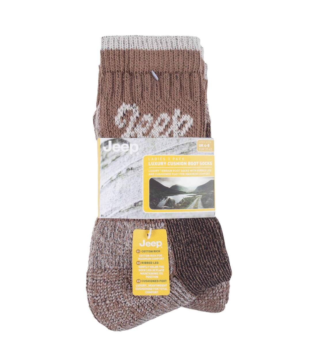 Jeep Ladies 3 Pk Cotton Walking Hiking Socks-2