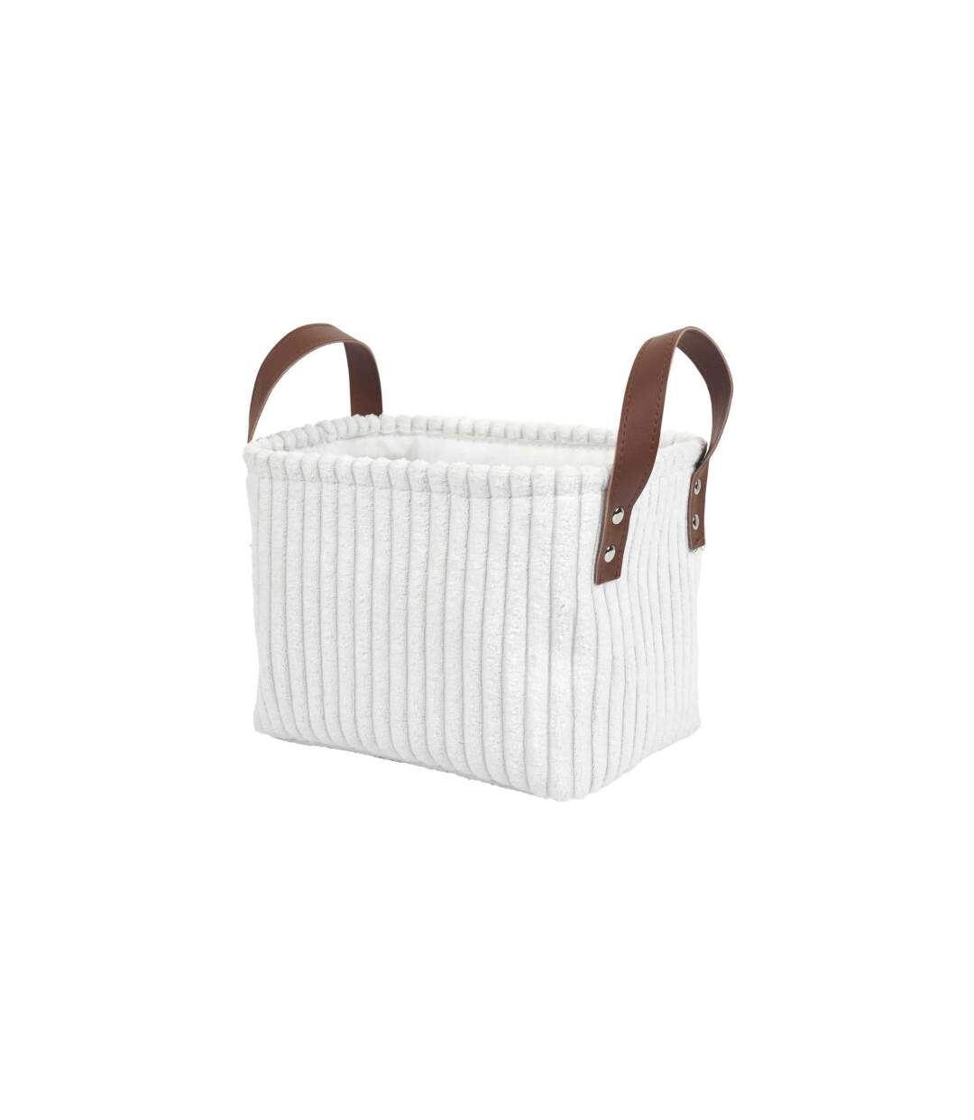 Lot de 3 Paniers de Rangement Velours Côtelé 36cm Blanc-4