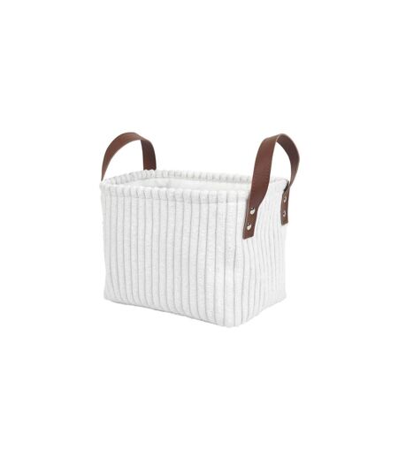 Lot de 3 Paniers de Rangement Velours Côtelé 36cm Blanc