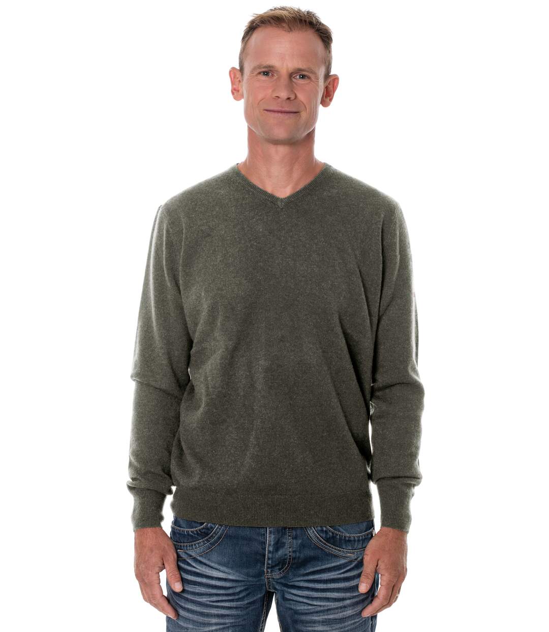 Pull gris anthracite homme cachemire / laine mérinos col V