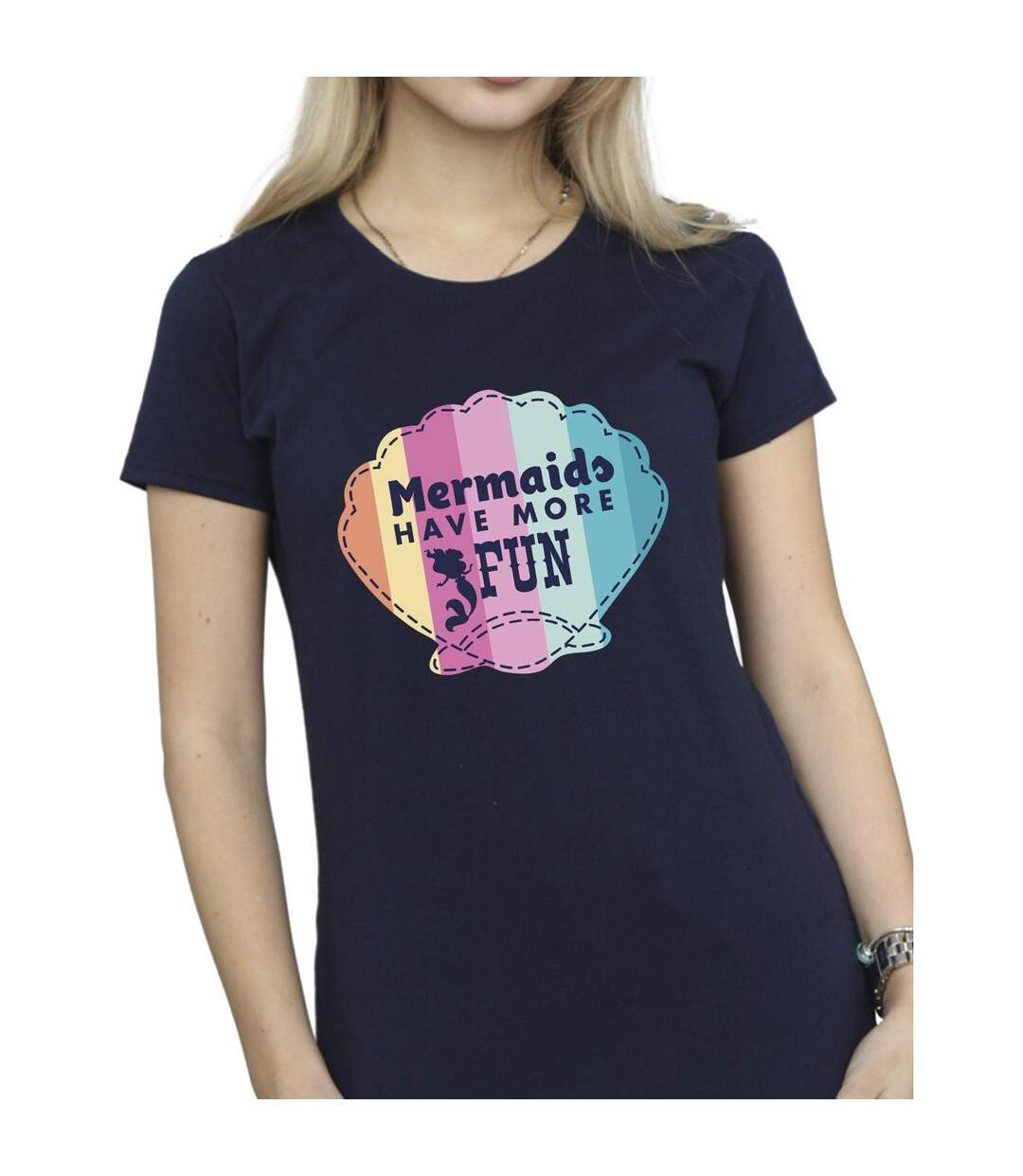 Disney T-shirt en coton amusant La petite sirène Femme/Femme (Bleu marine) - UTBI26355-3